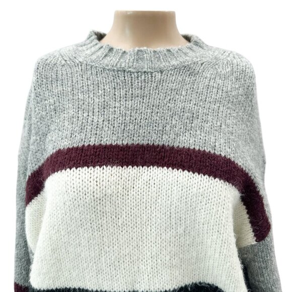 Rebecca Minkoff Liliana Striped Colorblock Long Sleeve‎ Boxy Fit Sweater Women M - Picture 14 of 14
